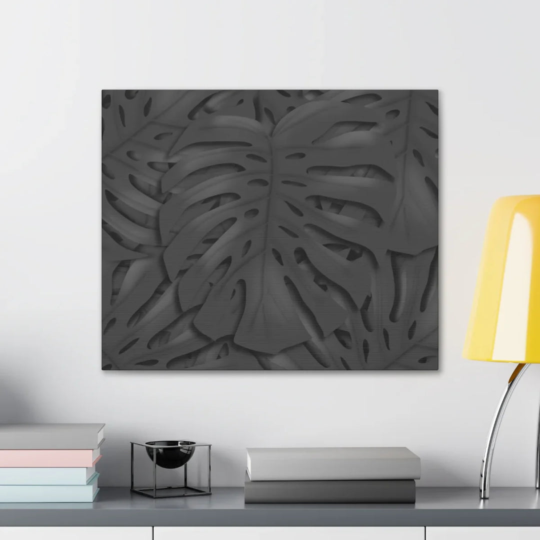 Monstera Canvas Art – Charcoal Leaf Canvas Art Print | Durable Matte Cotton Wall Decor