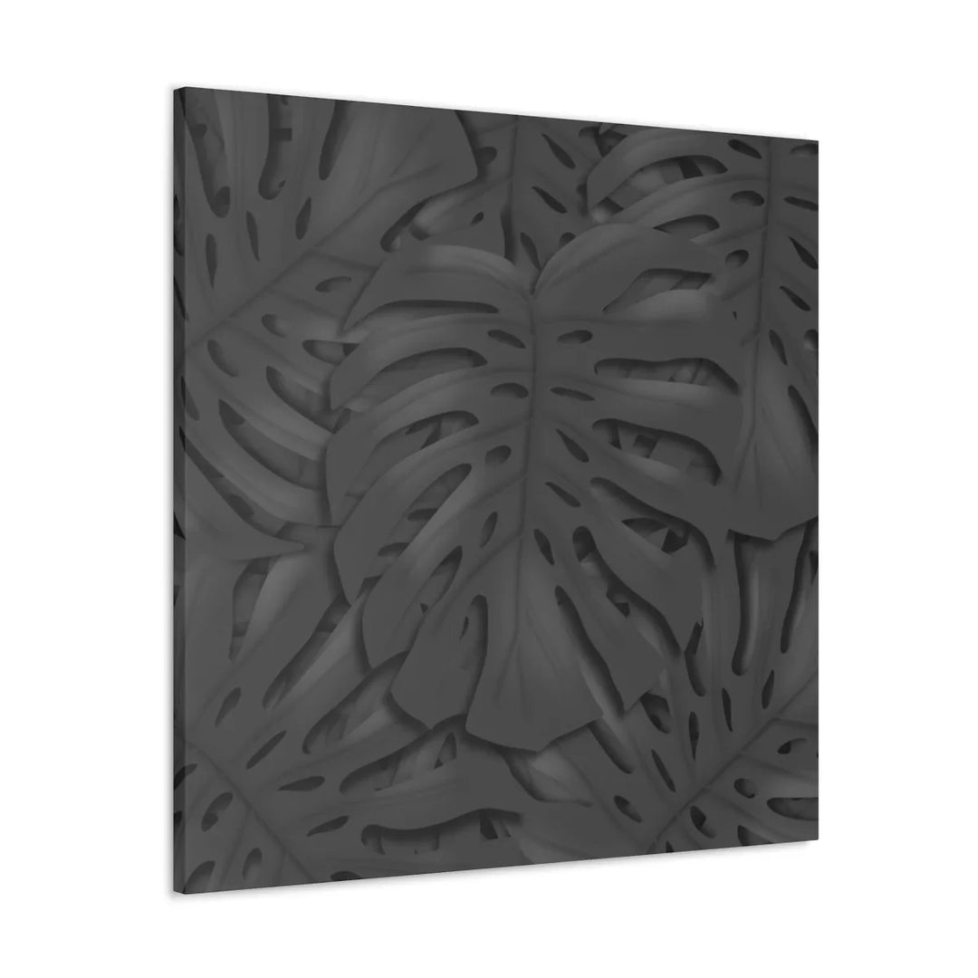 Monstera Canvas Art – Charcoal Leaf Canvas Art Print | Durable Matte Cotton Wall Decor