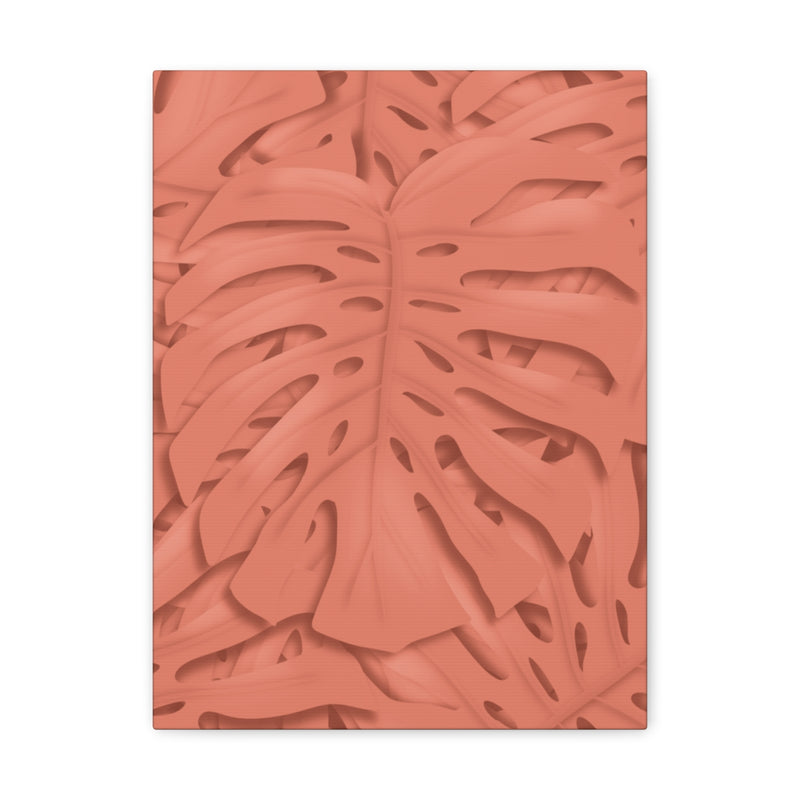 Coral Monstera Canvas