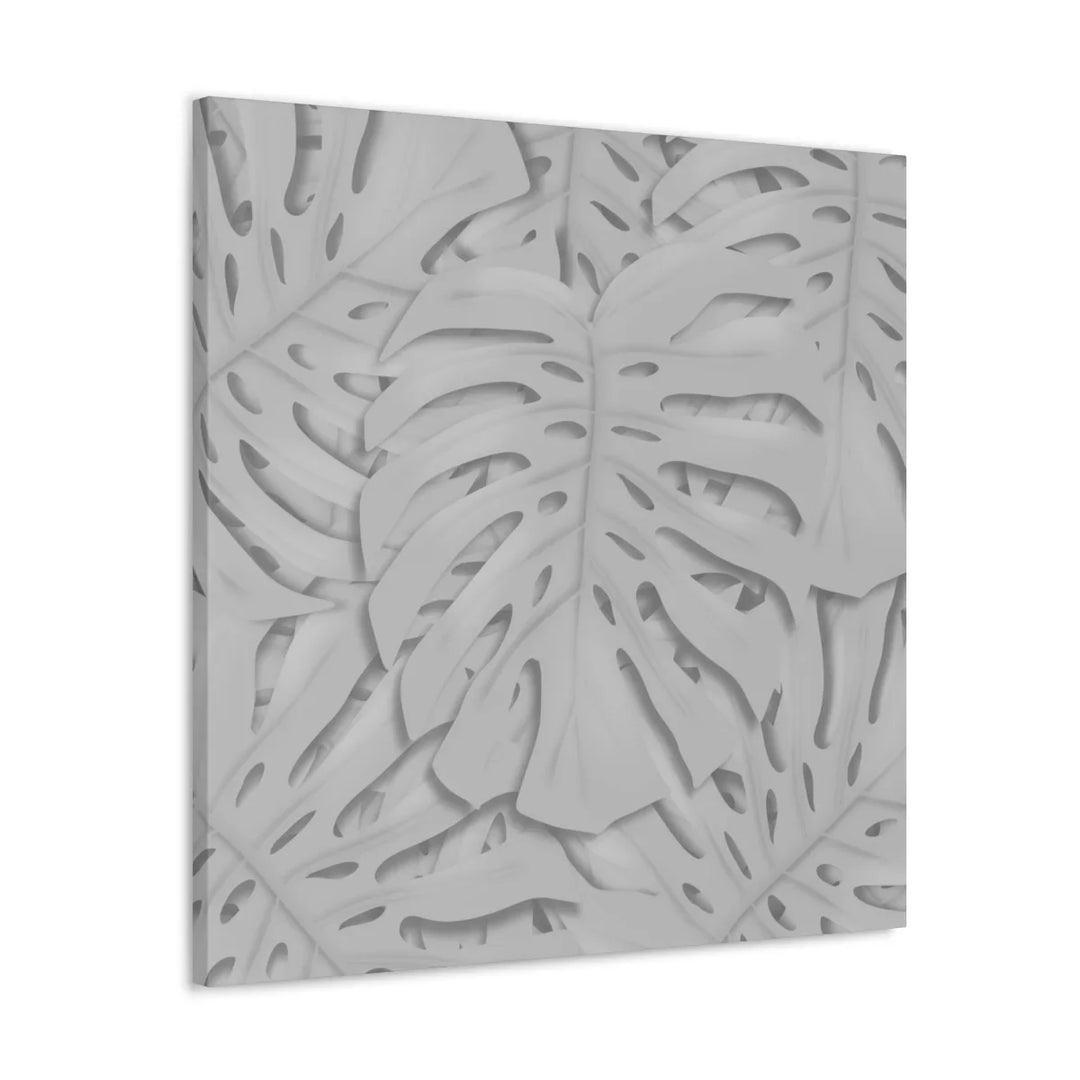 Monstera Canvas Art | Gray Canvas Print - Stretched Cotton Art Print for Indoor Wall Decor