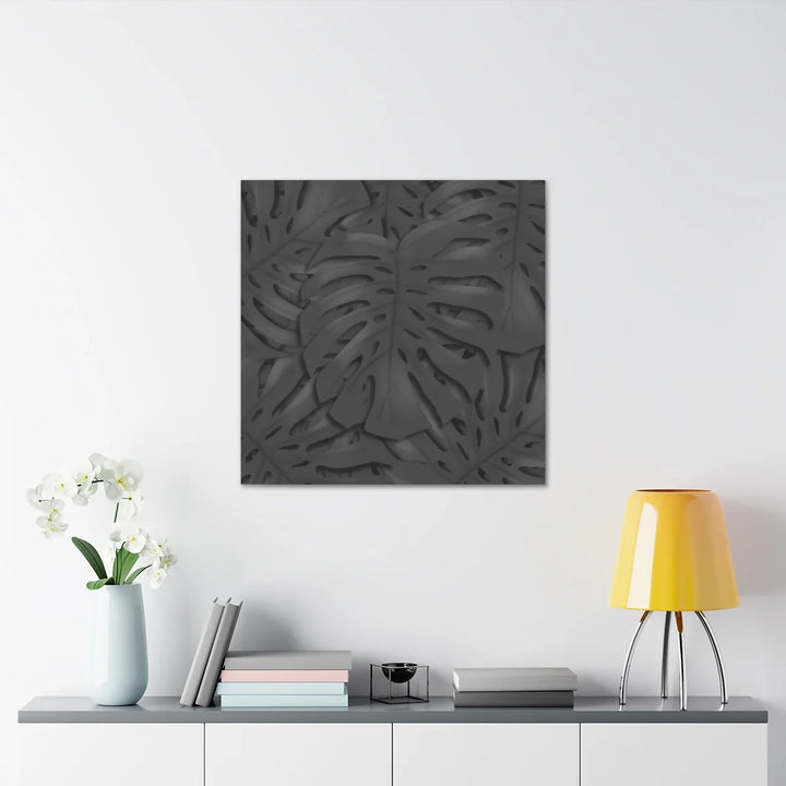 Monstera Canvas Art – Charcoal Leaf Canvas Art Print | Durable Matte Cotton Wall Decor