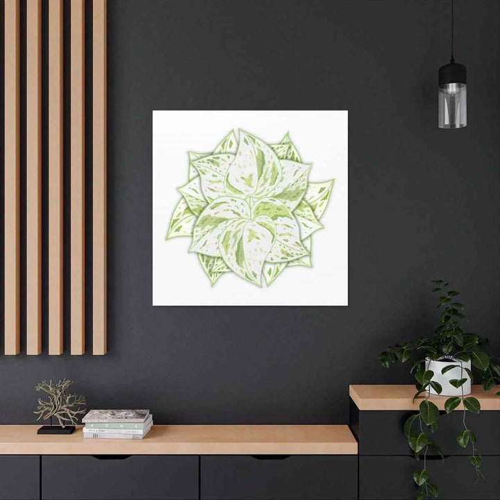 Snow Queen Pothos Canvas – Variegated Leaf Canvas Art Print | Durable Cotton