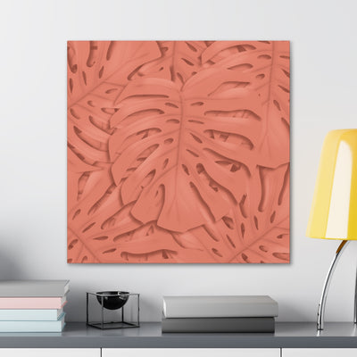 Coral Monstera Canvas