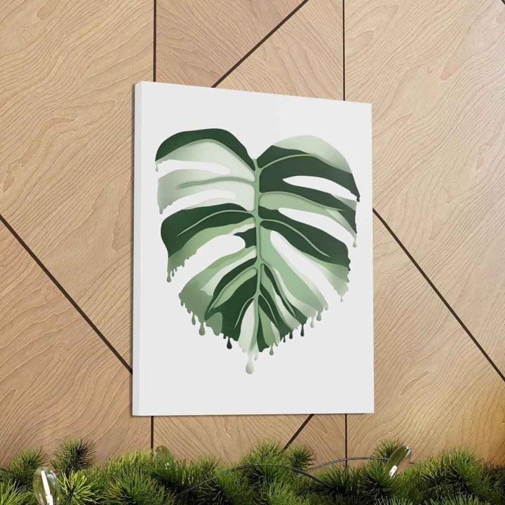 Melting Monstera Albo Canvas | Large Botanical Canvas Art Print With Matte Finish