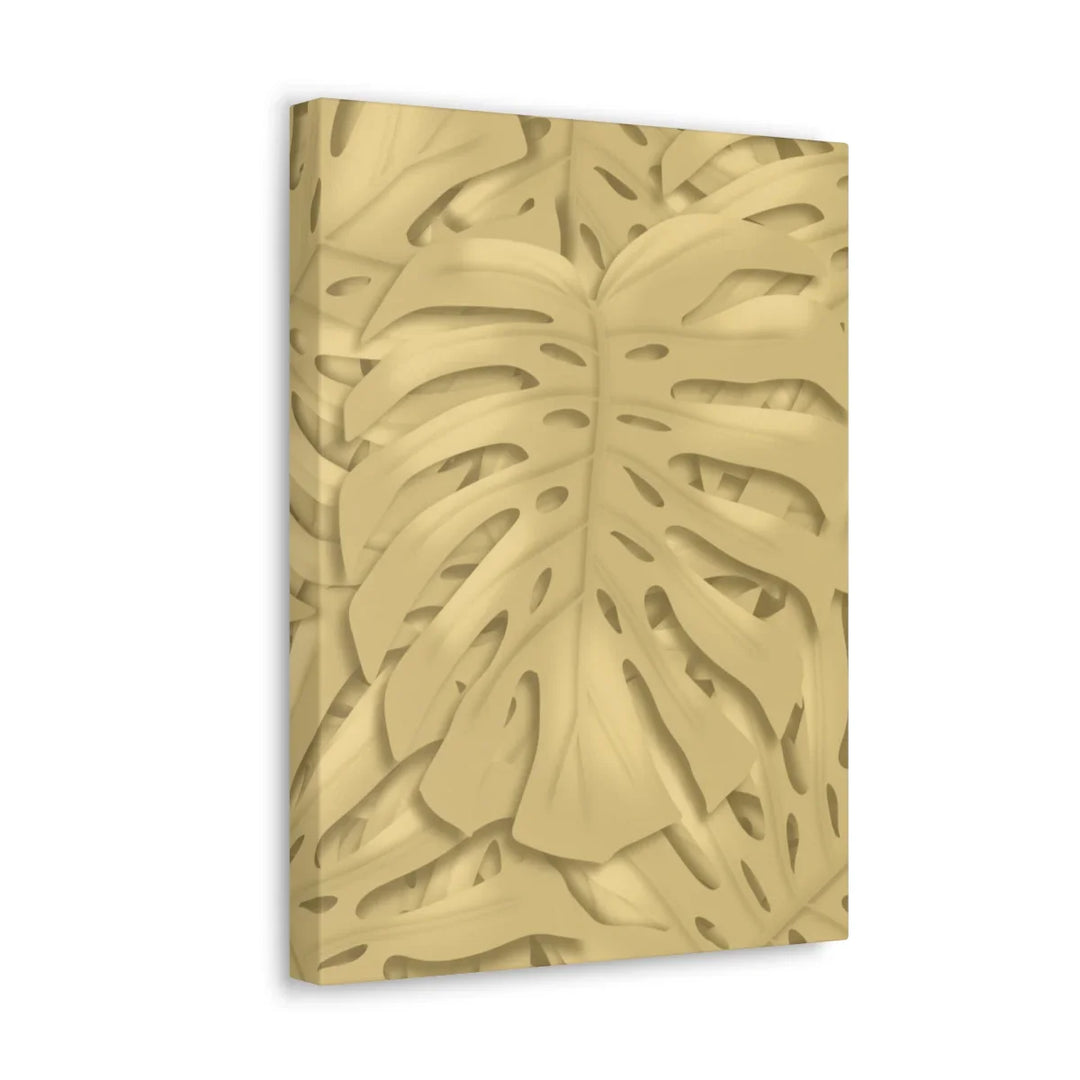 Golden Monstera Canvas - Indoor Wall Art | Durable Matte Finish Canvas Art Print
