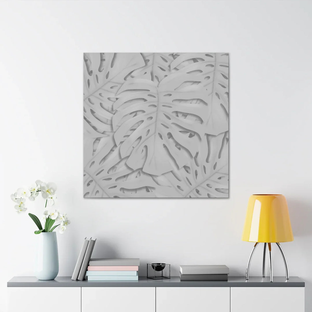 Monstera Canvas Art | Gray Canvas Print - Stretched Cotton Art Print for Indoor Wall Decor