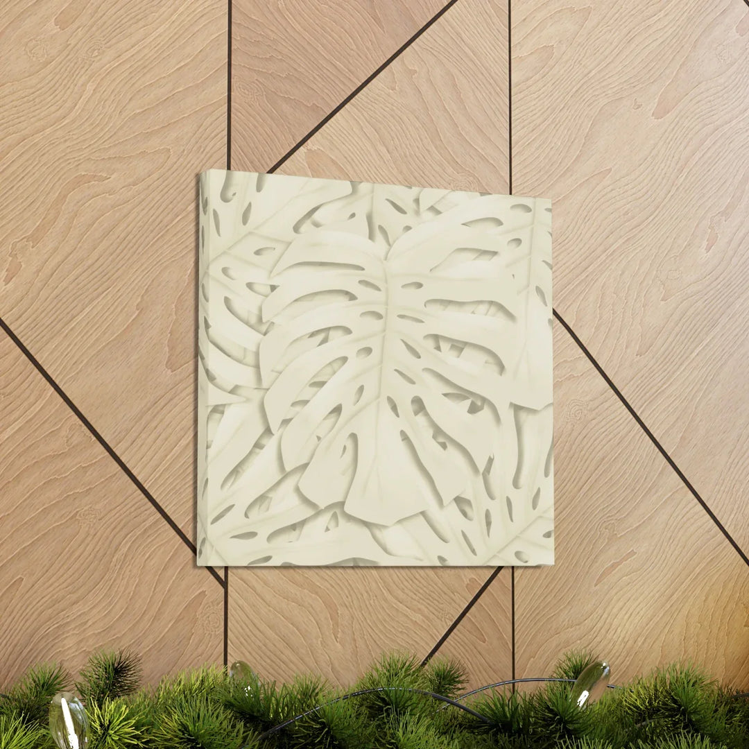 Monstera Canvas Print – Durable Cotton Stretched Canvas Art Print | Beige Botanical Wall Decor