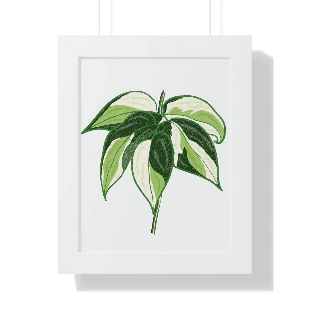 Philodendron Cream Splash Print – Matte Finish Framed Plant Wall Art Decor