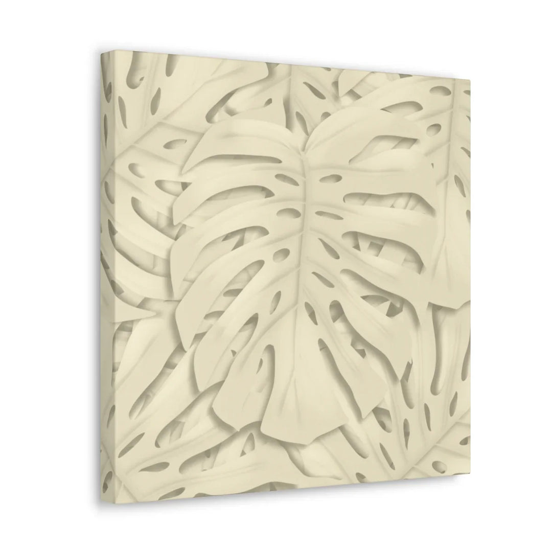 Monstera Canvas Print – Durable Cotton Stretched Canvas Art Print | Beige Botanical Wall Decor