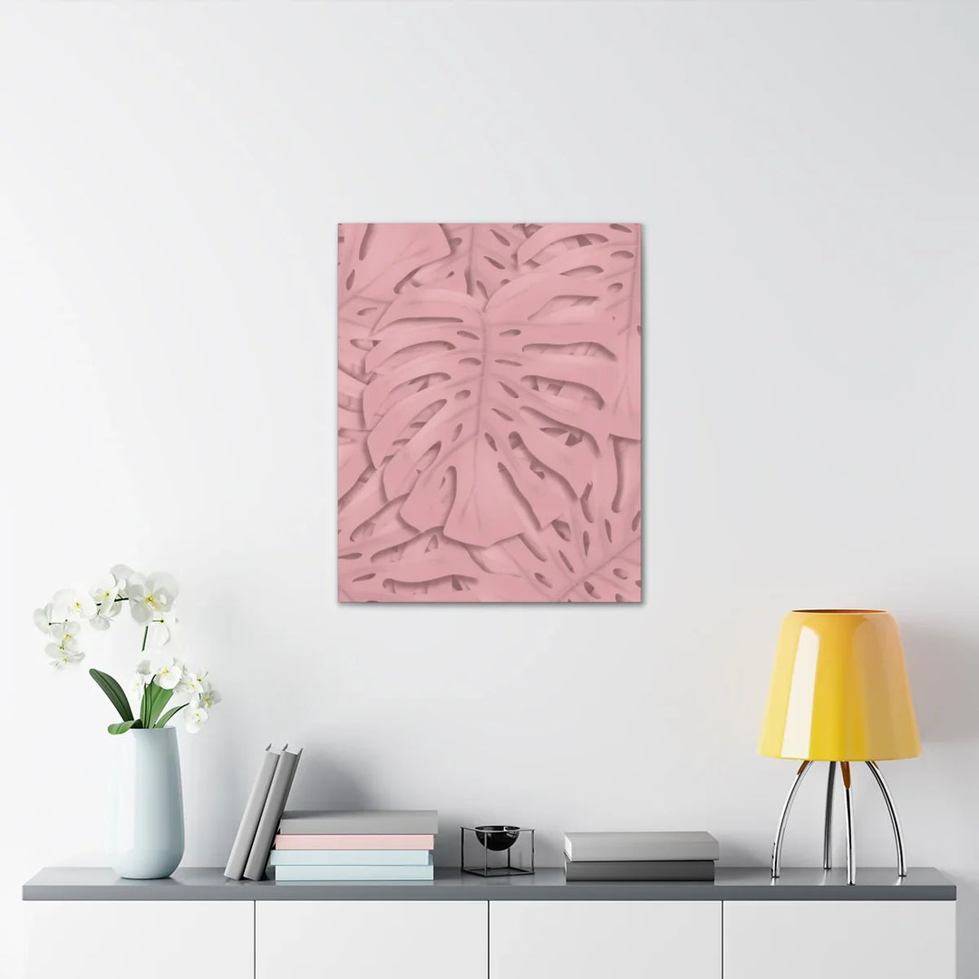 Monstera Canvas Art | Pink Wall Art - Botanical Wall Decor on Stretched Cotton Canvas Print