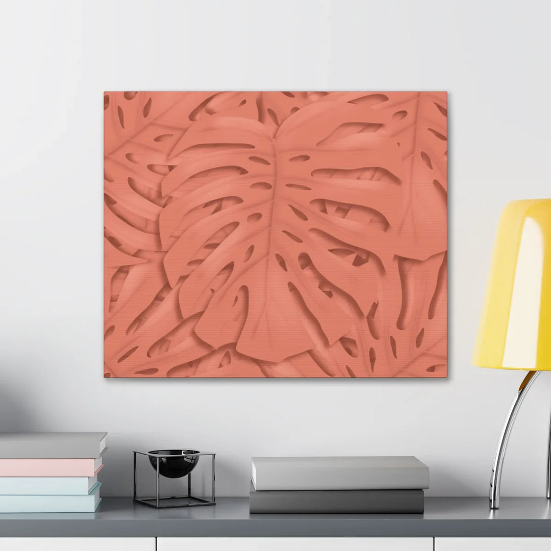 Coral Monstera Canvas - Botanical Canvas Art Print With Matte Finish & Durable Cotton