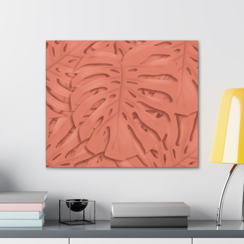 Coral Monstera Canvas