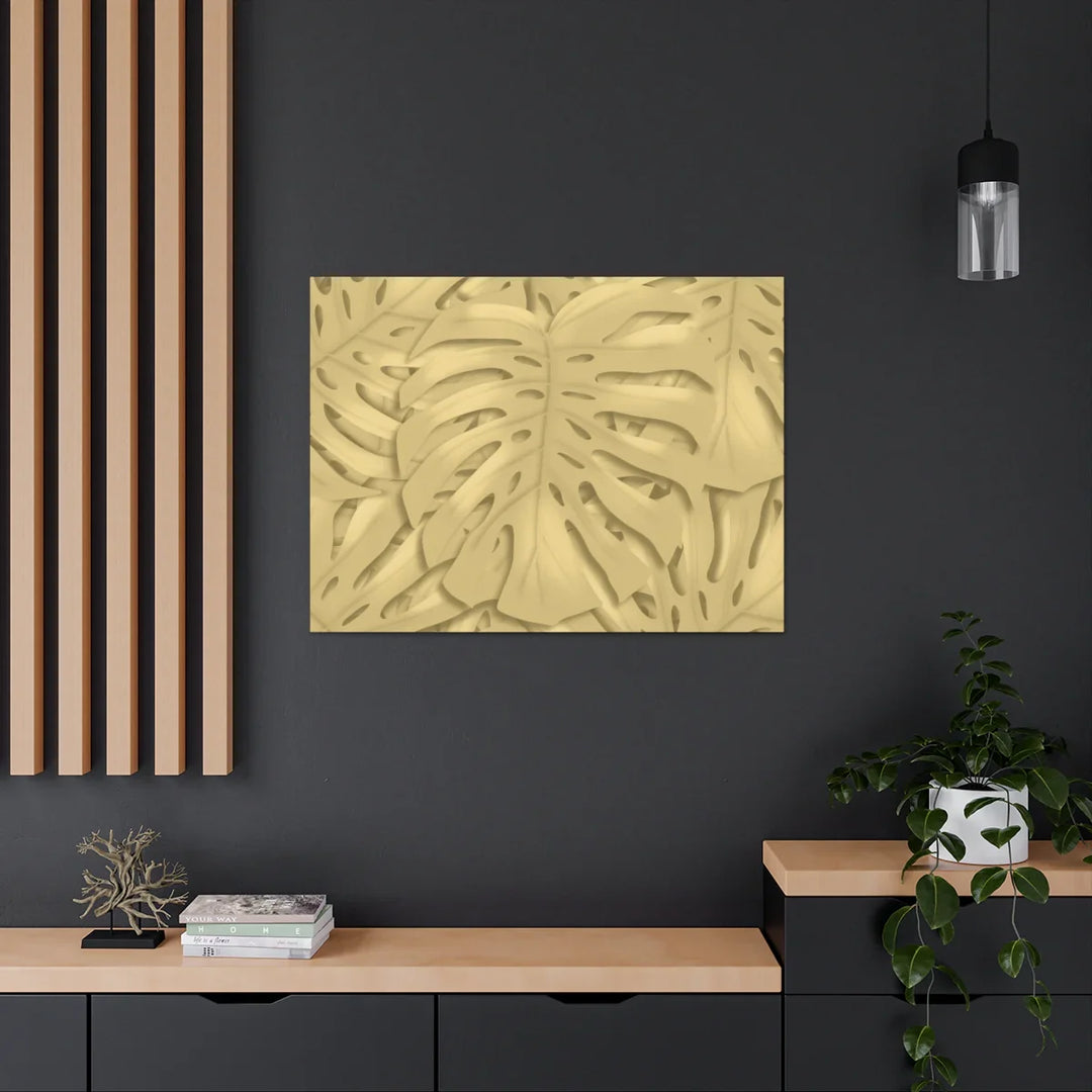 Golden Monstera Canvas - Indoor Wall Art | Durable Matte Finish Canvas Art Print