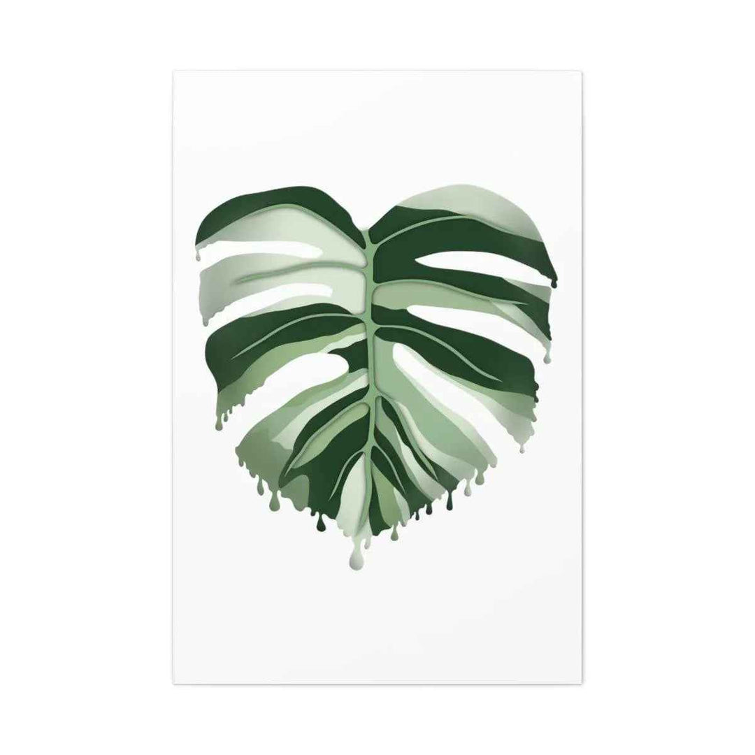 Melting Monstera Albo Canvas | Large Botanical Canvas Art Print With Matte Finish