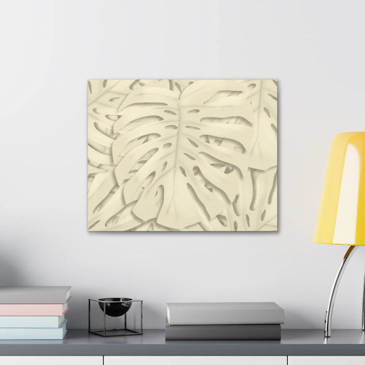 Monstera Canvas Print – Durable Cotton Stretched Canvas Art Print | Beige Botanical Wall Decor