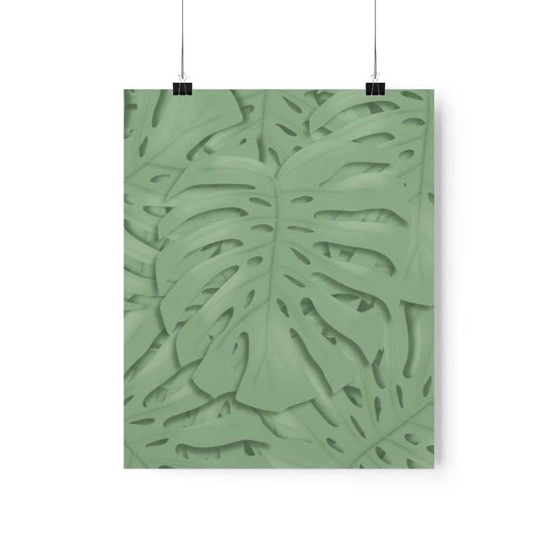 Deep Sage Monstera Pattern Print, Poster, Laura Christine Photography & Design, Back to School, Home & Living, Indoor, Matte, Paper, Posters, Valentine&