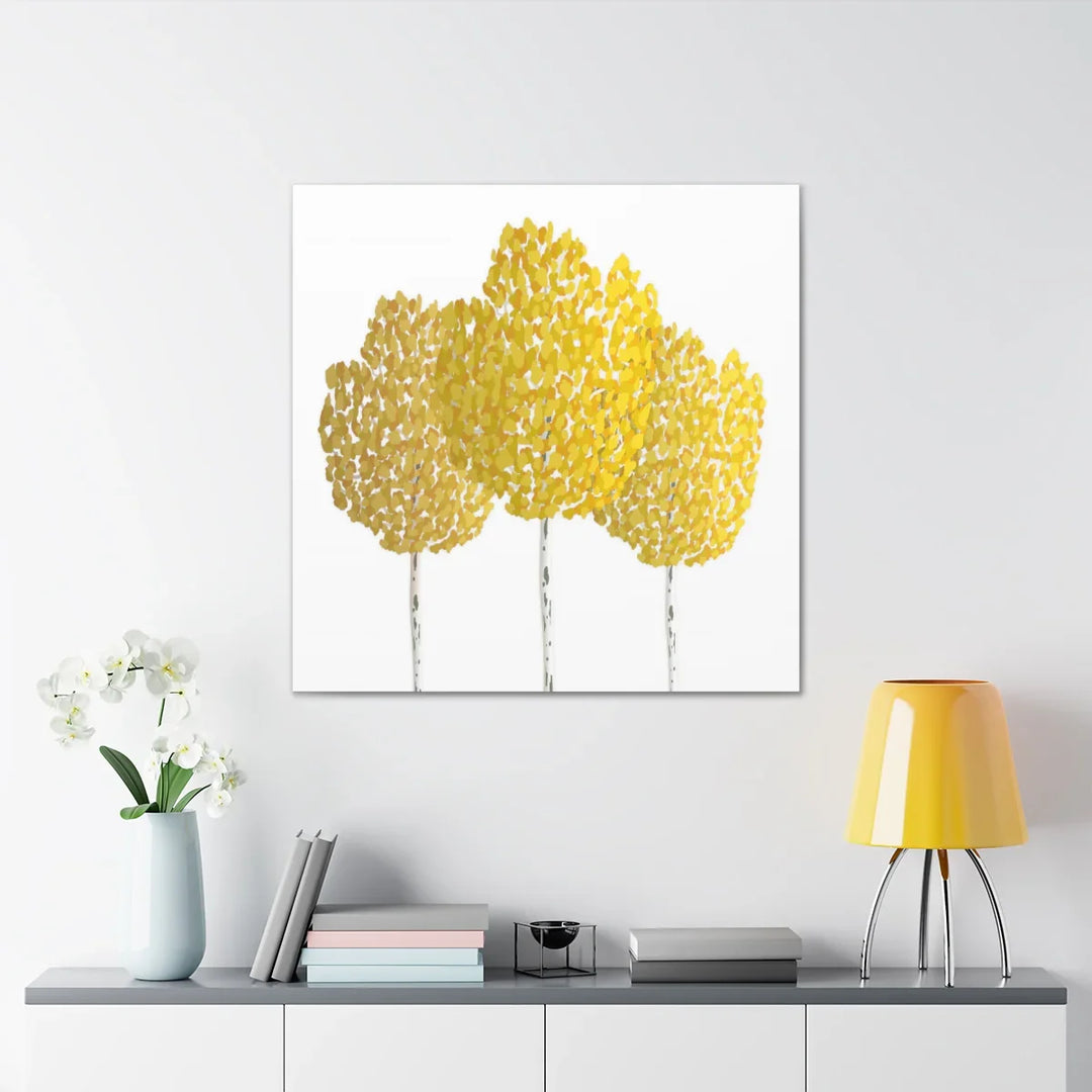 Fall Aspen Canvas - Stretched Cotton Canvas Art Print With Yellow Fall Foliage