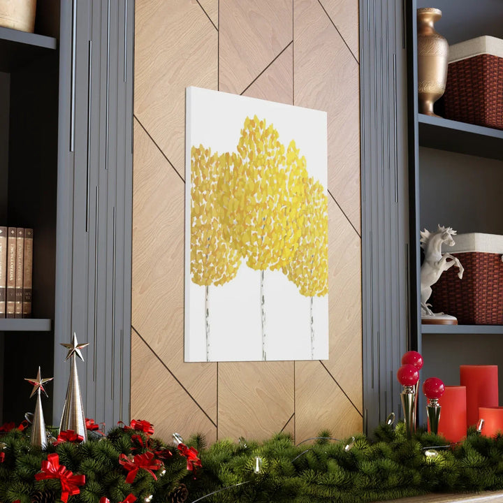Fall Aspen Canvas - Stretched Cotton Canvas Art Print With Yellow Fall Foliage