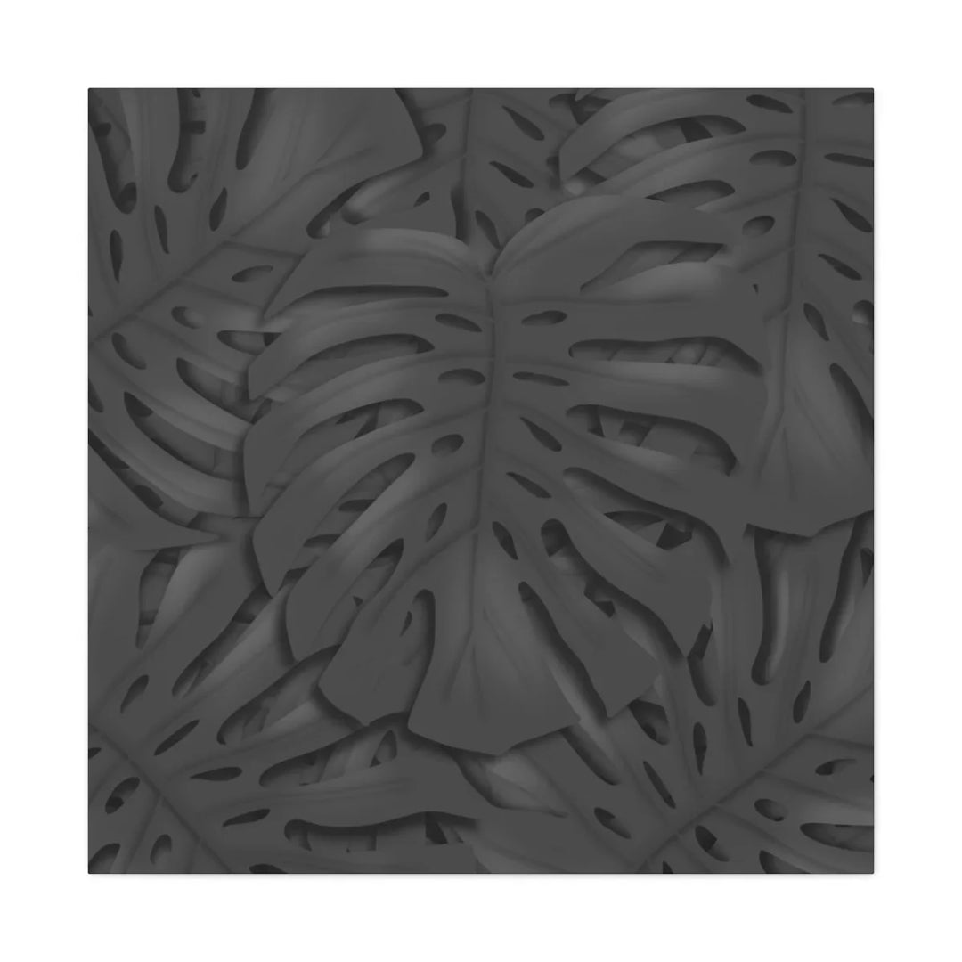 Monstera Canvas Art – Charcoal Leaf Canvas Art Print | Durable Matte Cotton Wall Decor