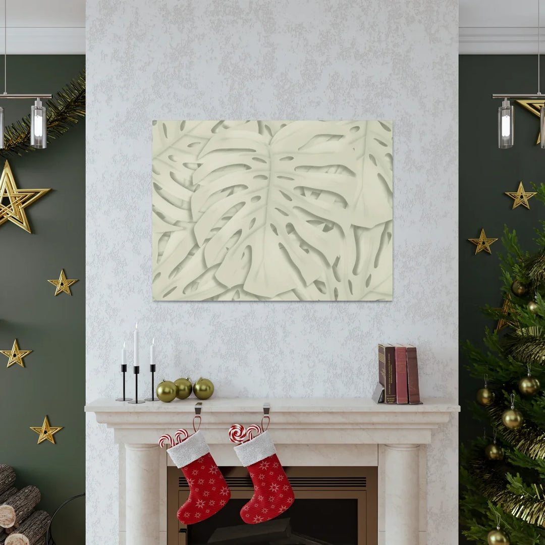 Monstera Canvas Print – Durable Cotton Stretched Canvas Art Print | Beige Botanical Wall Decor