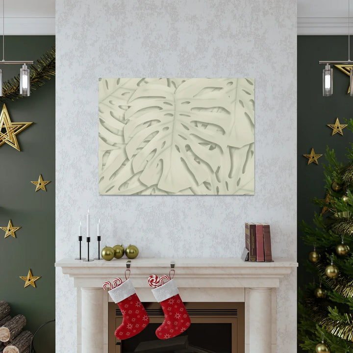 Monstera Canvas Print – Durable Cotton Stretched Canvas Art Print | Beige Botanical Wall Decor