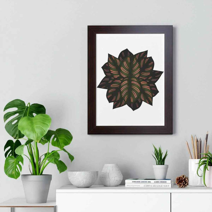 Calathea Pinstripe Print - Framed Botanical Art With Matte Finish & Acrylic Cover