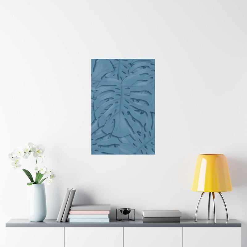 Cerulean Blue Monstera Print, Poster, Laura Christine Photography & Design, Back to School, Home & Living, Indoor, Matte, Paper, Posters, Valentine&