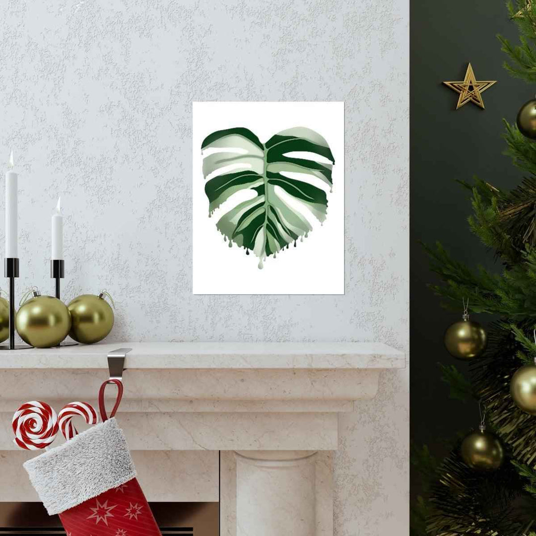 Melting Monstera Albo Print - Fine Art Poster | Botanical Wall Art on Matte Paper Unframed