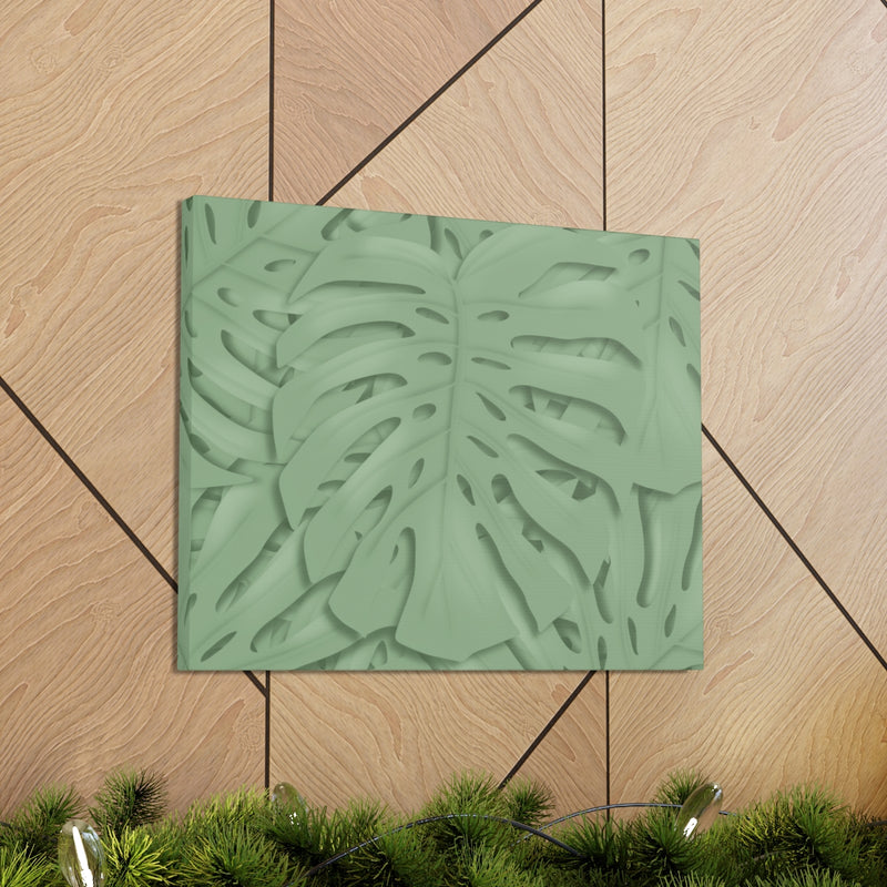 Deep Sage Monstera Canvas