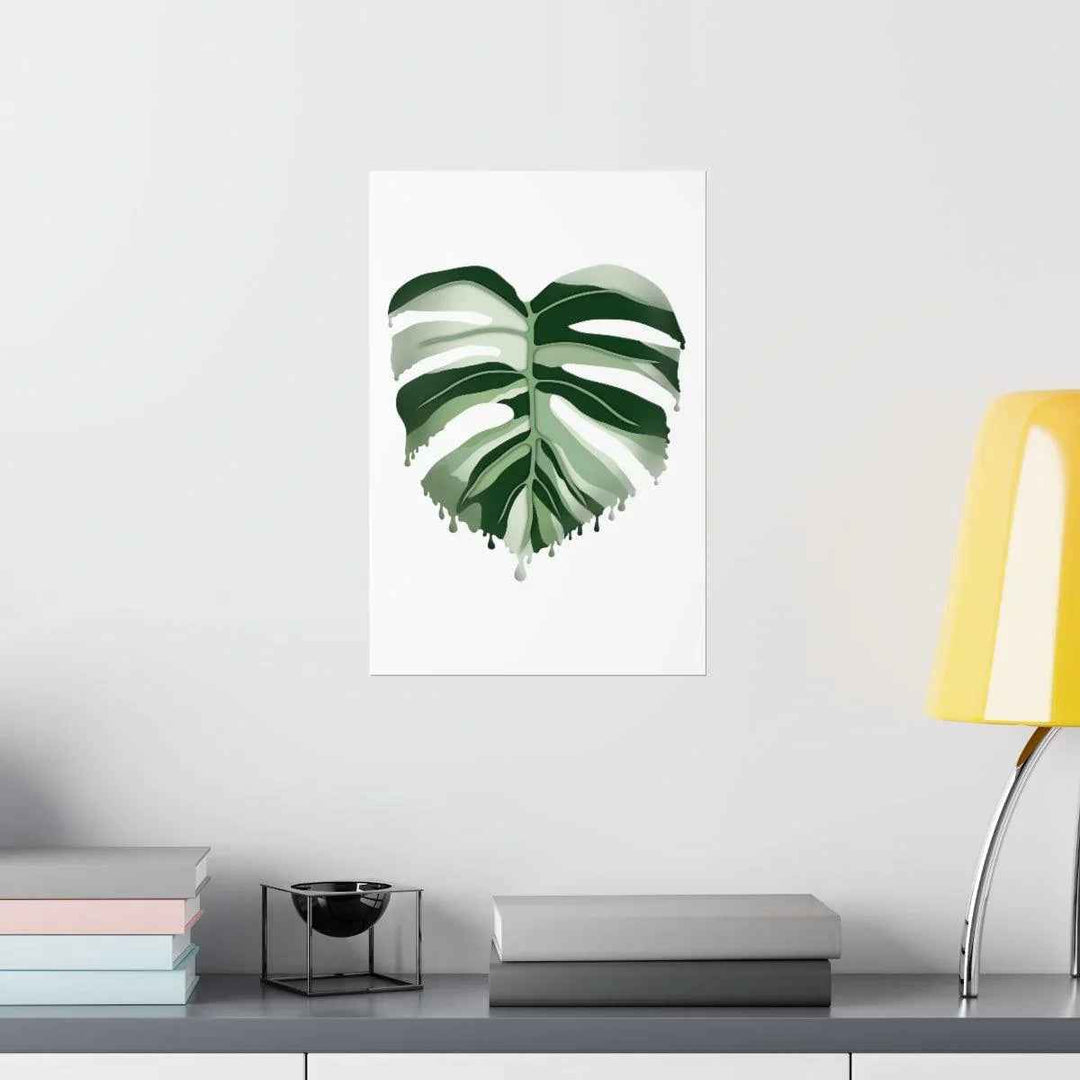 Melting Monstera Albo Print - Fine Art Poster | Botanical Wall Art on Matte Paper Unframed