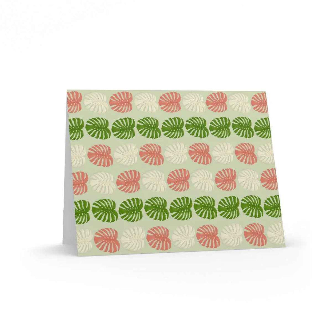 Monstera Deliciosa Greeting Card – Botanical Note Cards With Natural Leaf Pattern