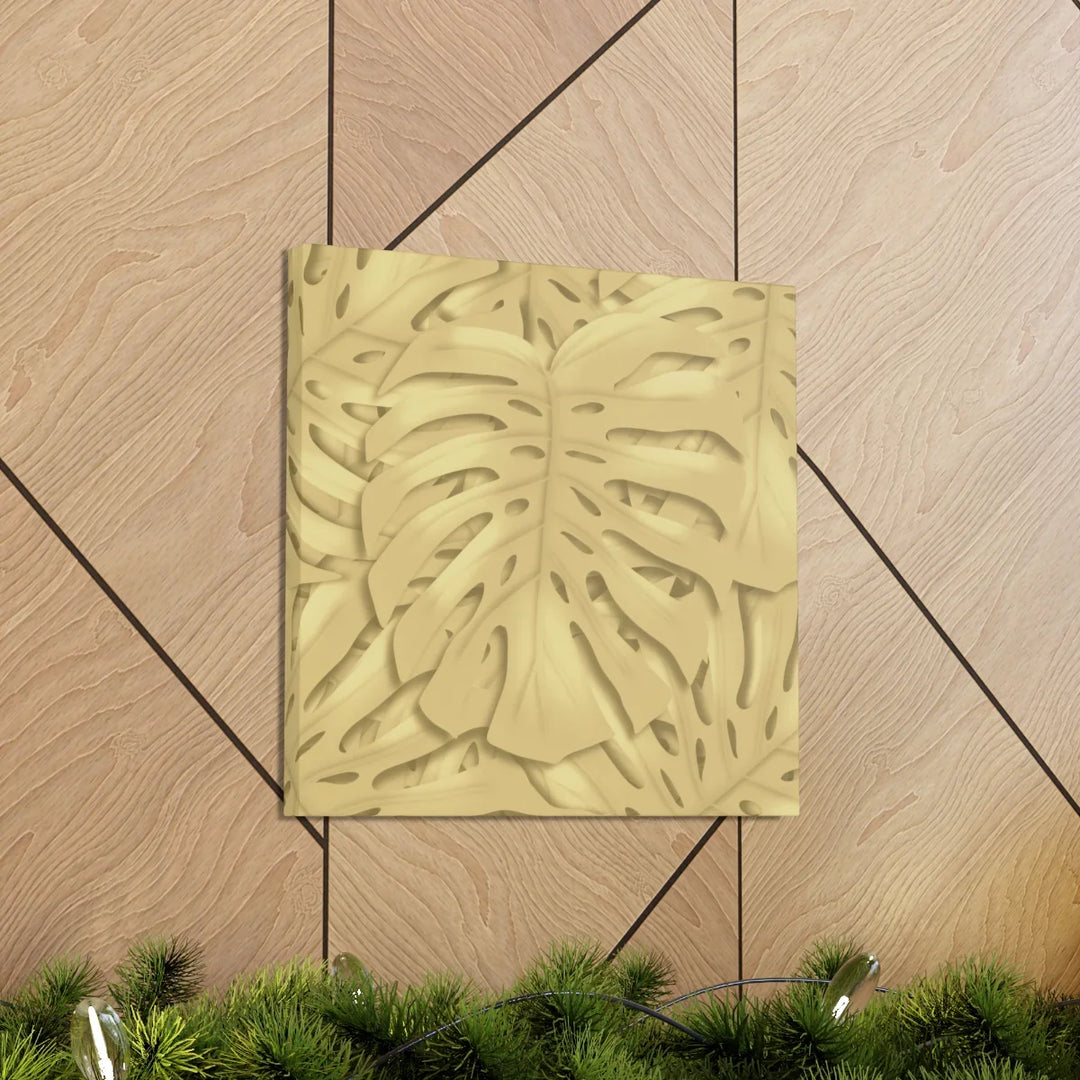 Golden Monstera Canvas - Indoor Wall Art | Durable Matte Finish Canvas Art Print