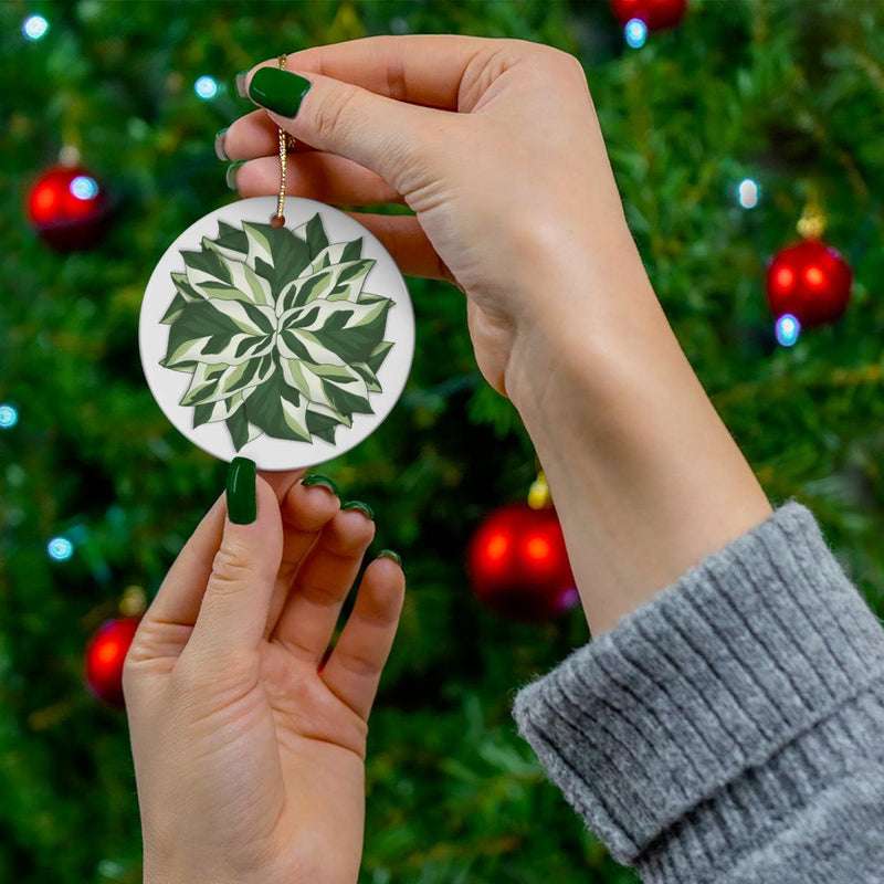 Calathea White Fusion Ceramic Ornament, Home Decor, Laura Christine Photography & Design, Calathea, Ceramic, Christmas, Decor, Gift, Glossy, Holiday, Holiday Picks, Home & Living, House Plant, Illustration, Indoor Plant, ornament, Ornaments, Plant, Prayer Plant, Present, Seasonal Decorations, White Fusion, Laura Christine Photography & Design, laurachristinedesign.com