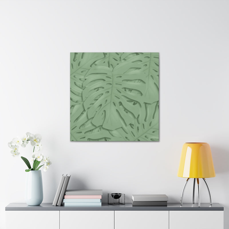 Deep Sage Monstera Canvas