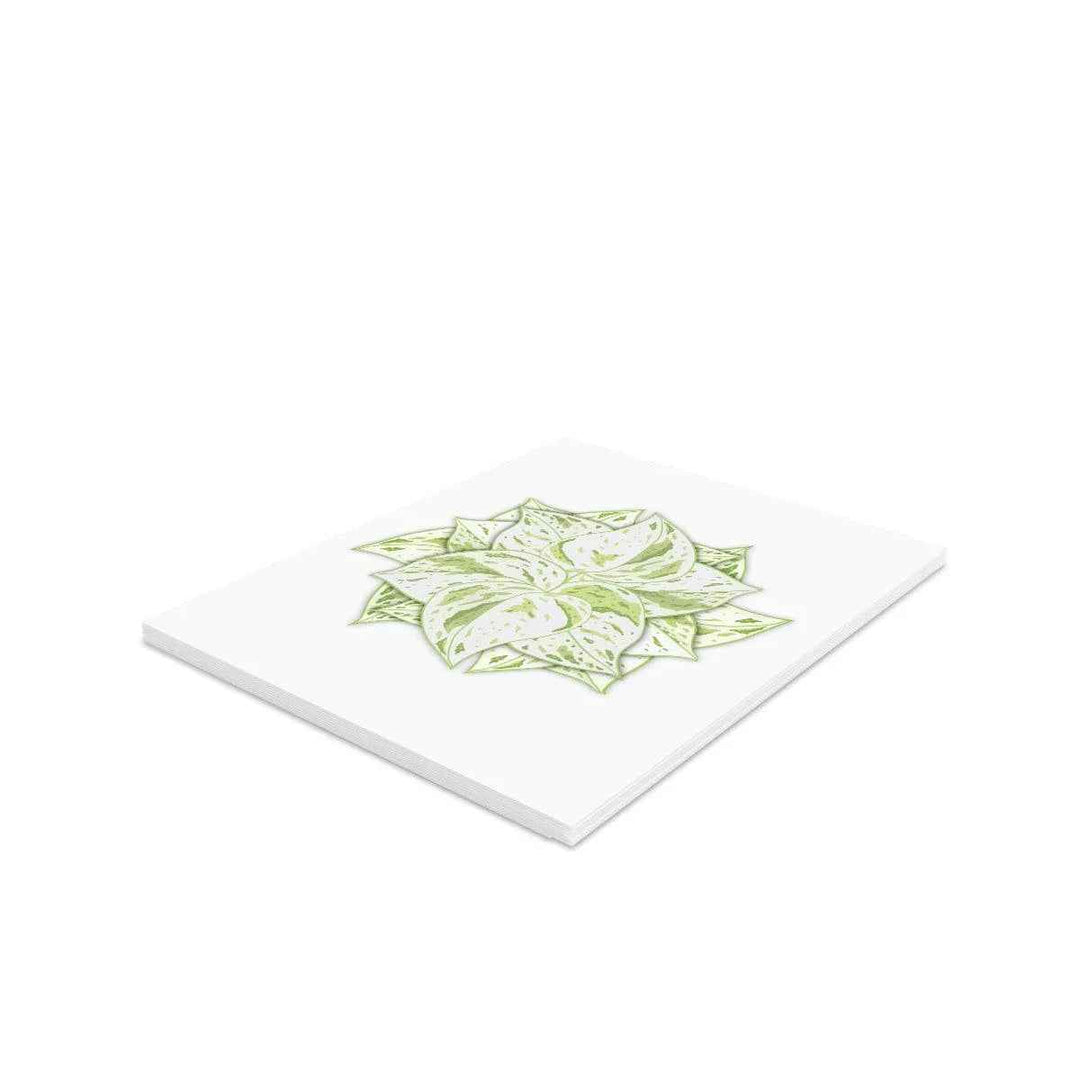 Snow Queen Greeting Card – Pothos Variegated Plant Design on Robust Cardstock