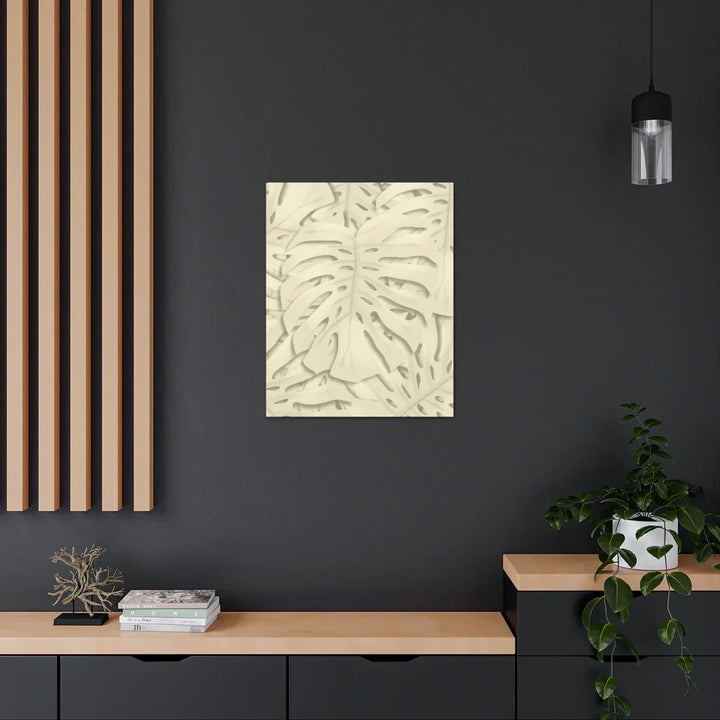 Monstera Canvas Print – Durable Cotton Stretched Canvas Art Print | Beige Botanical Wall Decor