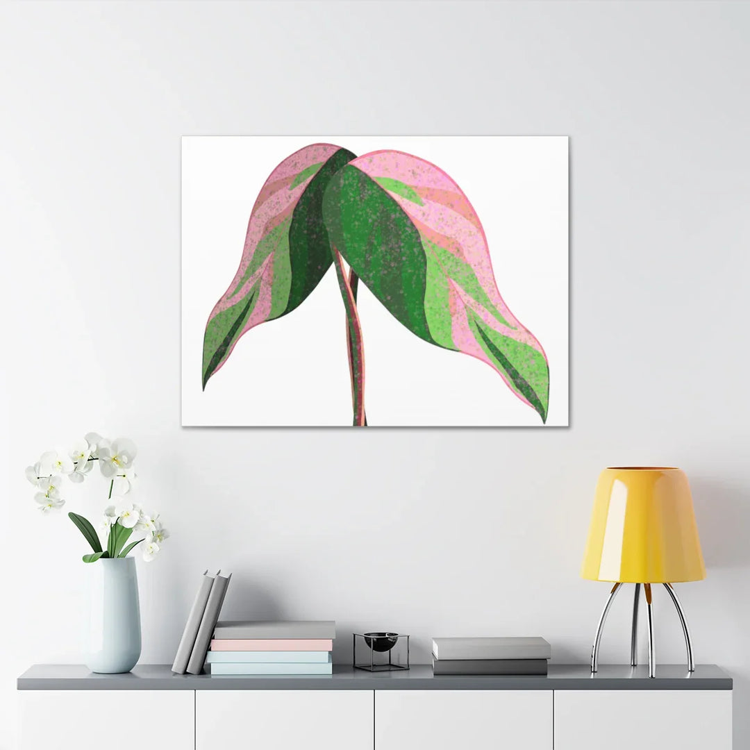Pink Princess Philodendron Canvas Art Print – Botanical Wall Decor | Matte Finish