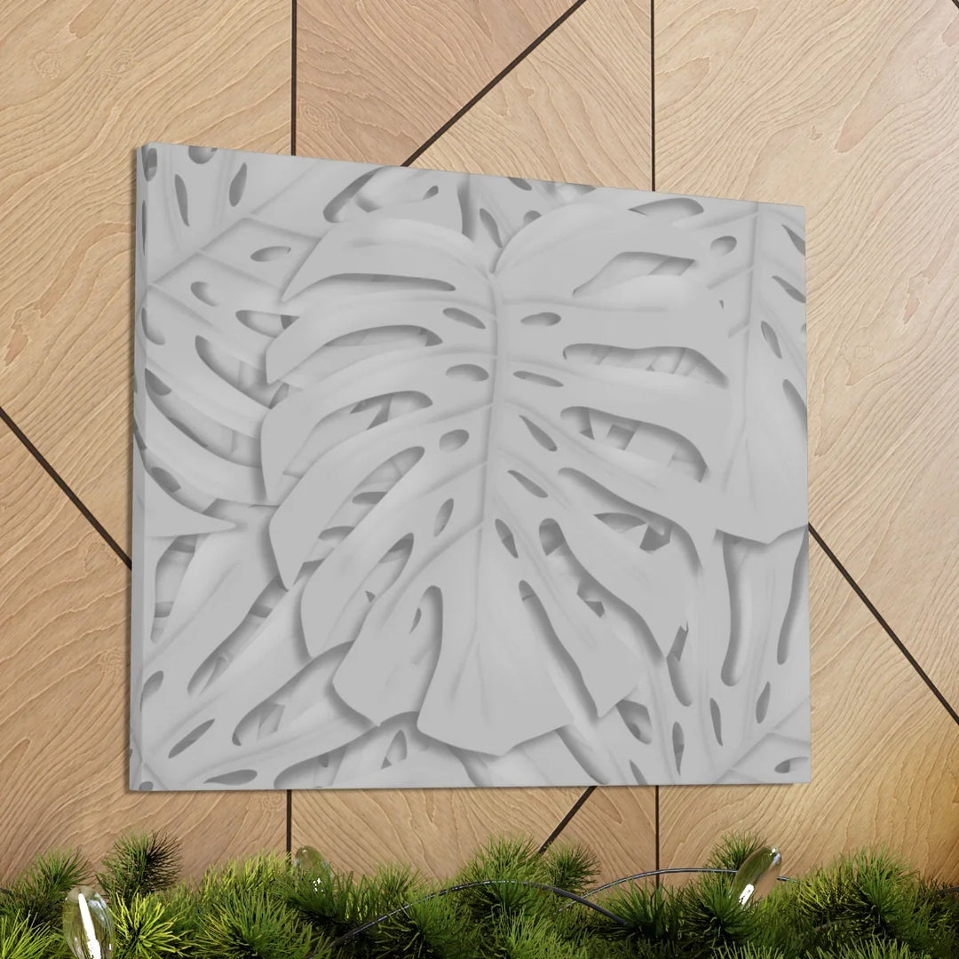 Monstera Canvas Art | Gray Canvas Print - Stretched Cotton Art Print for Indoor Wall Decor