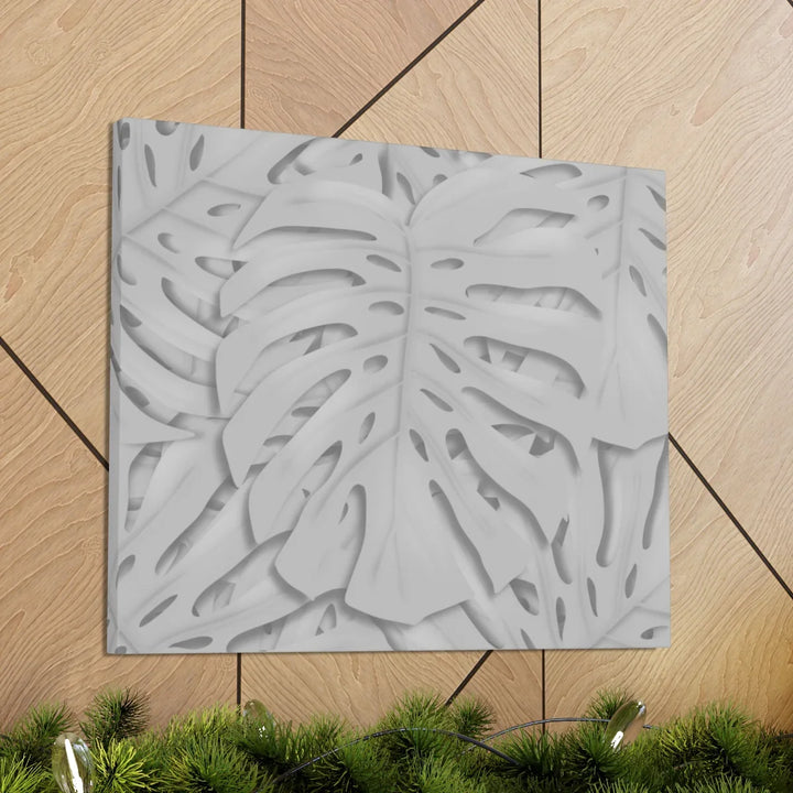 Monstera Canvas Art | Gray Canvas Print - Stretched Cotton Art Print for Indoor Wall Decor