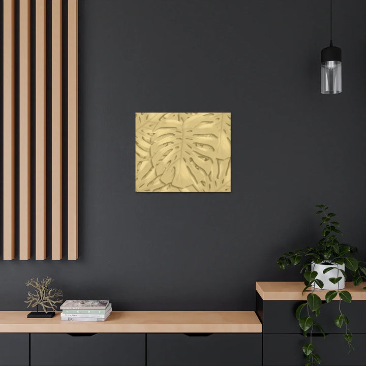 Golden Monstera Canvas - Indoor Wall Art | Durable Matte Finish Canvas Art Print