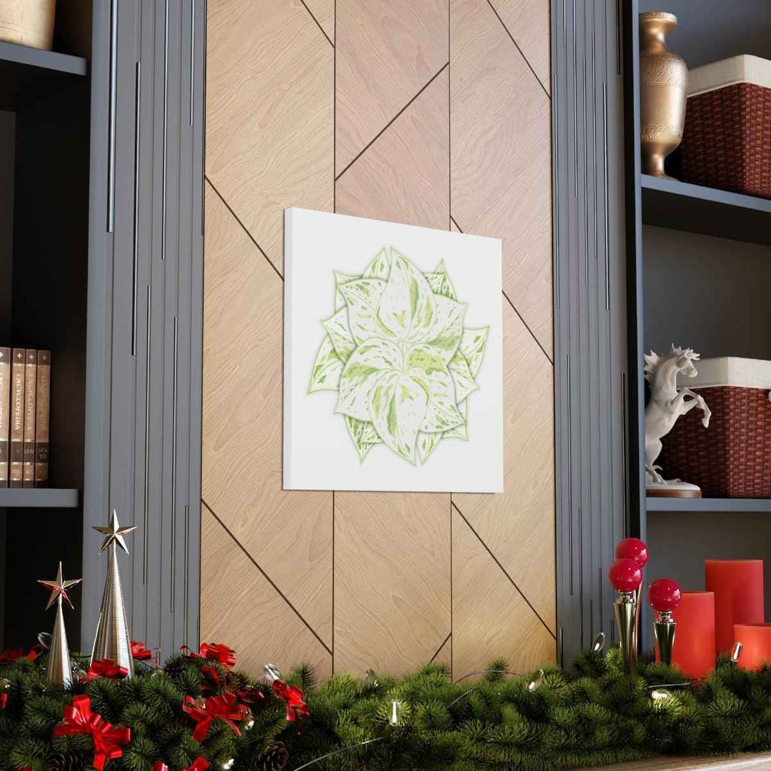 Snow Queen Pothos Canvas – Variegated Leaf Canvas Art Print | Durable Cotton