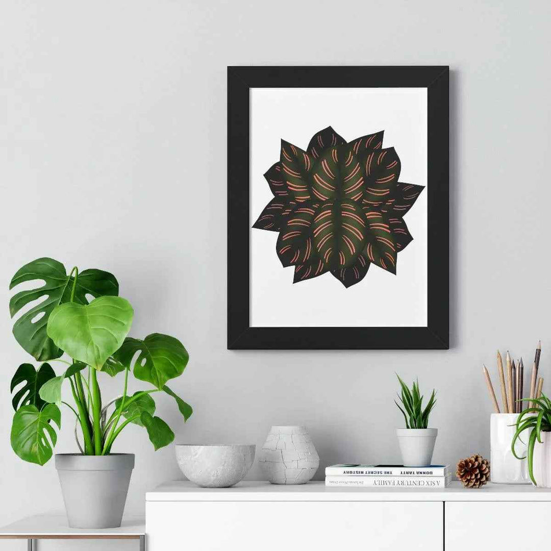 Calathea Pinstripe Print - Framed Botanical Art With Matte Finish & Acrylic Cover
