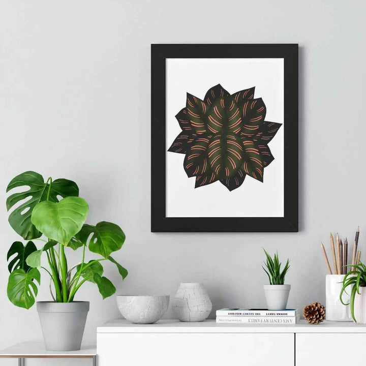 Calathea Pinstripe Print - Framed Botanical Art With Matte Finish & Acrylic Cover
