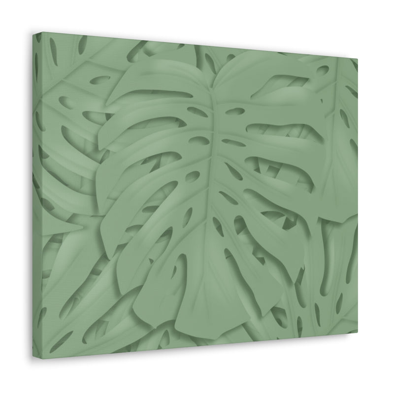 Deep Sage Monstera Canvas