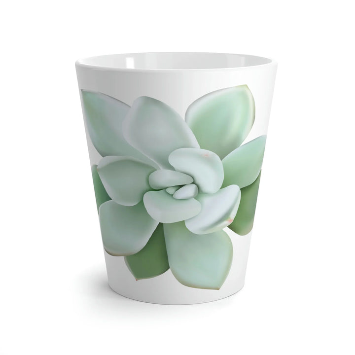 Succulent Mug - White Ceramic Coffee Cup With Pastel Succulent Design & Easy Grip Handle