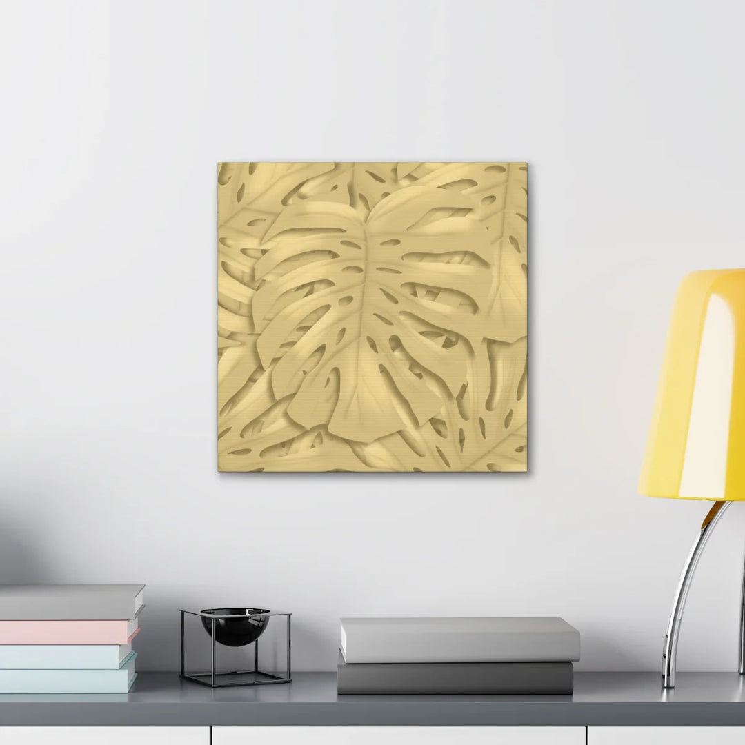 Golden Monstera Canvas - Indoor Wall Art | Durable Matte Finish Canvas Art Print