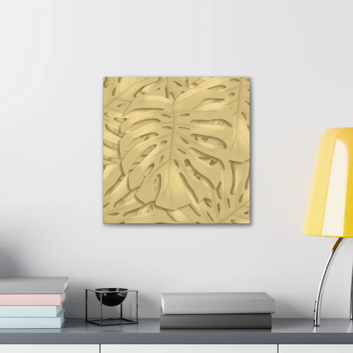 Golden Monstera Canvas - Indoor Wall Art | Durable Matte Finish Canvas Art Print