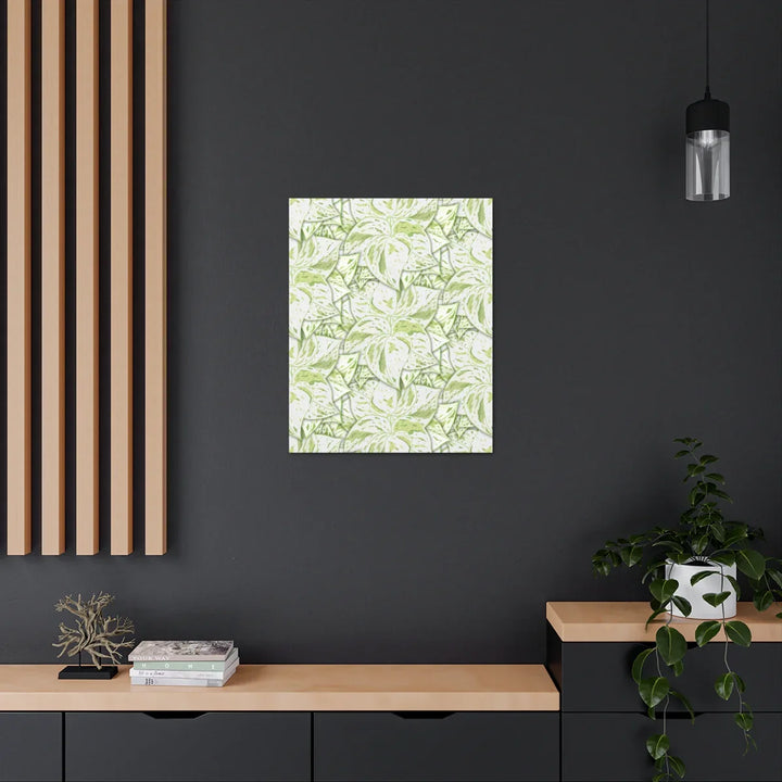 Snow Queen Pothos Canvas – Matte Finish Canvas Art Print | Variegated Botanical Wall Decor
