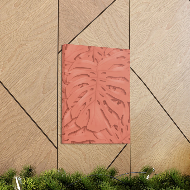 Coral Monstera Canvas