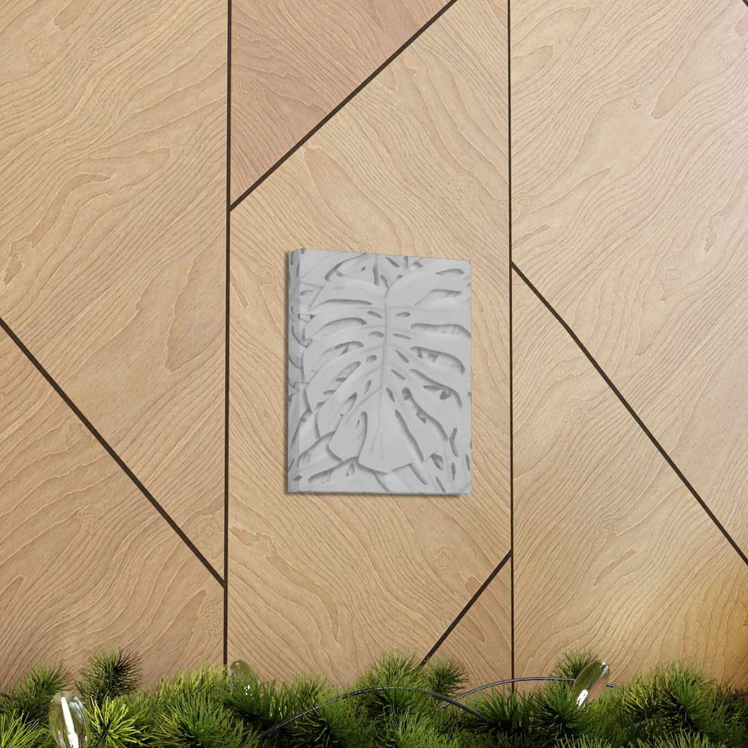 Monstera Canvas Art | Gray Canvas Print - Stretched Cotton Art Print for Indoor Wall Decor